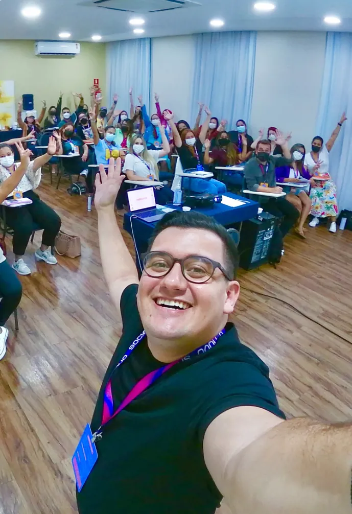 Selfie com o público de uma palestra