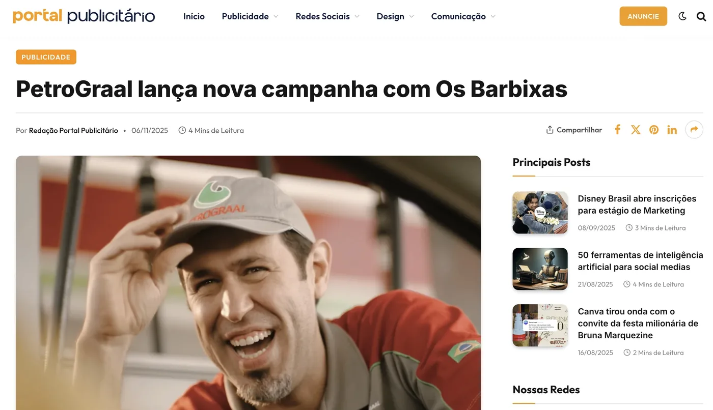 Matéria da PetroGraal no site do Portal