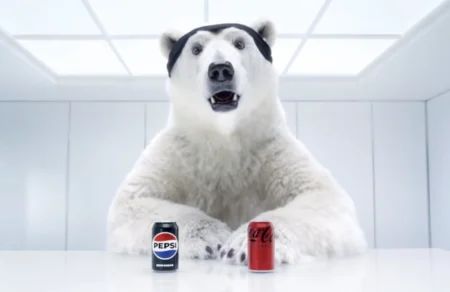 Pepsi usa urso polar da Coca-Cola com crise existencial no Super Bowl 83. pepsi urso polar coca cola super bowl