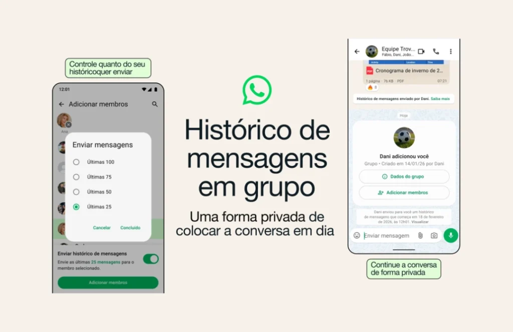 WhatsApp terá histórico de mensagens no grupo para novos membros