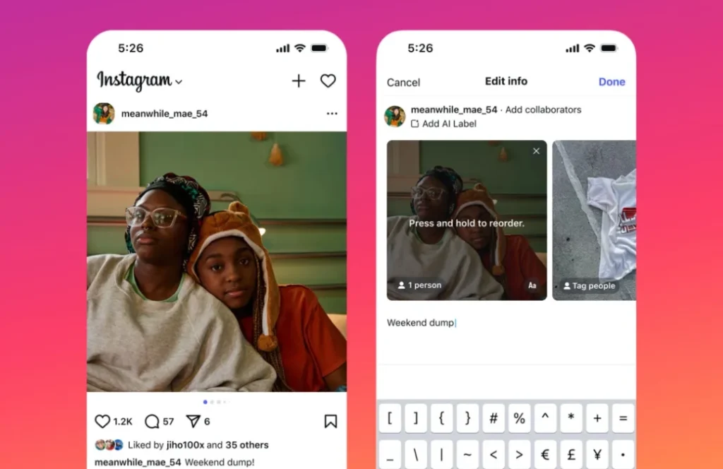 331. instagram carrossel reordenar