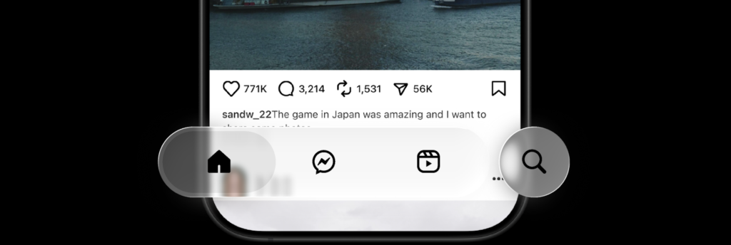 Novo feed de vídeo do Instagram: Entenda o que muda agora 3 liquid glass instagram