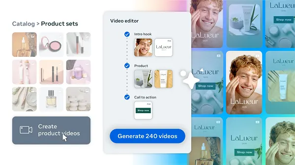 Meta lança IA para anúncios e aprimora Reels 4 meta generate videos from catalog listings