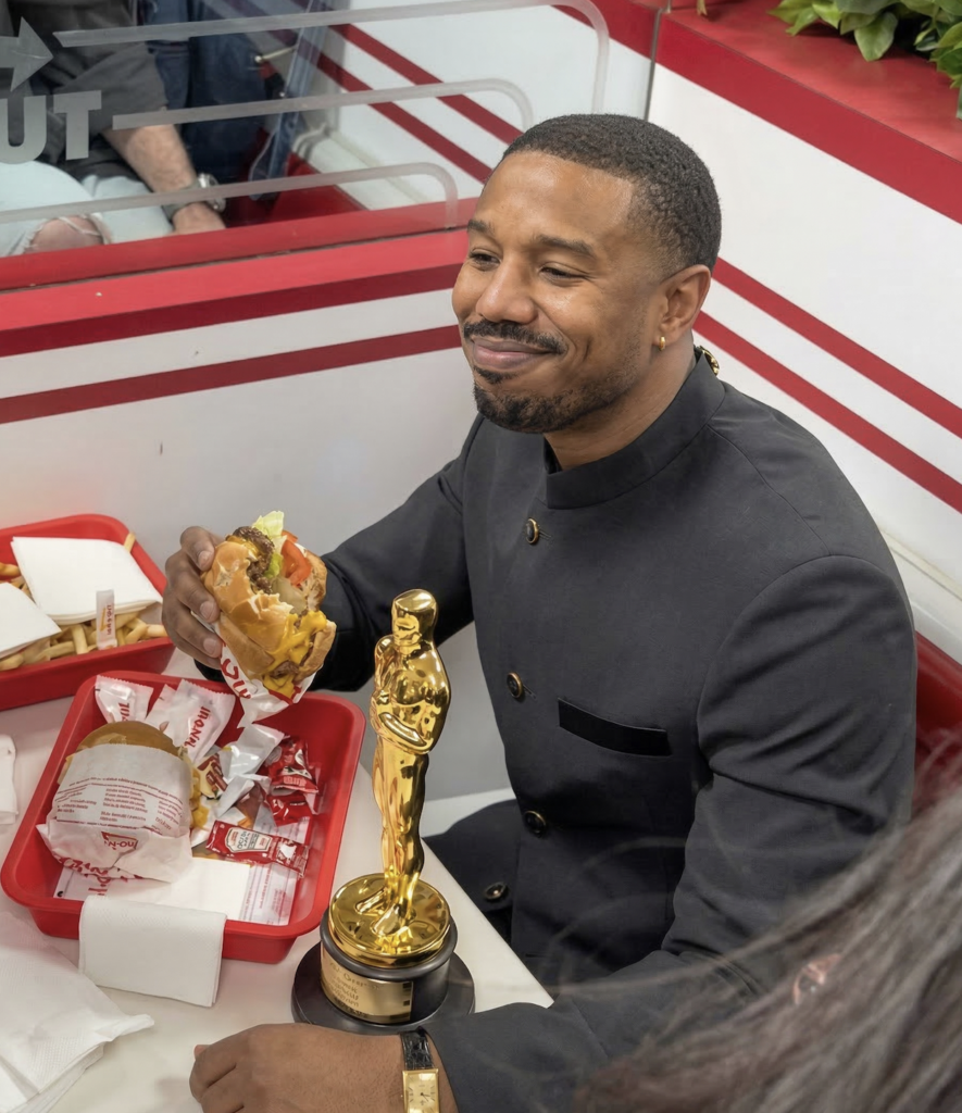 Michael B. Jordan no In-N-Out com o Oscar foi combinado? 3 michael jordan in n out 2 1