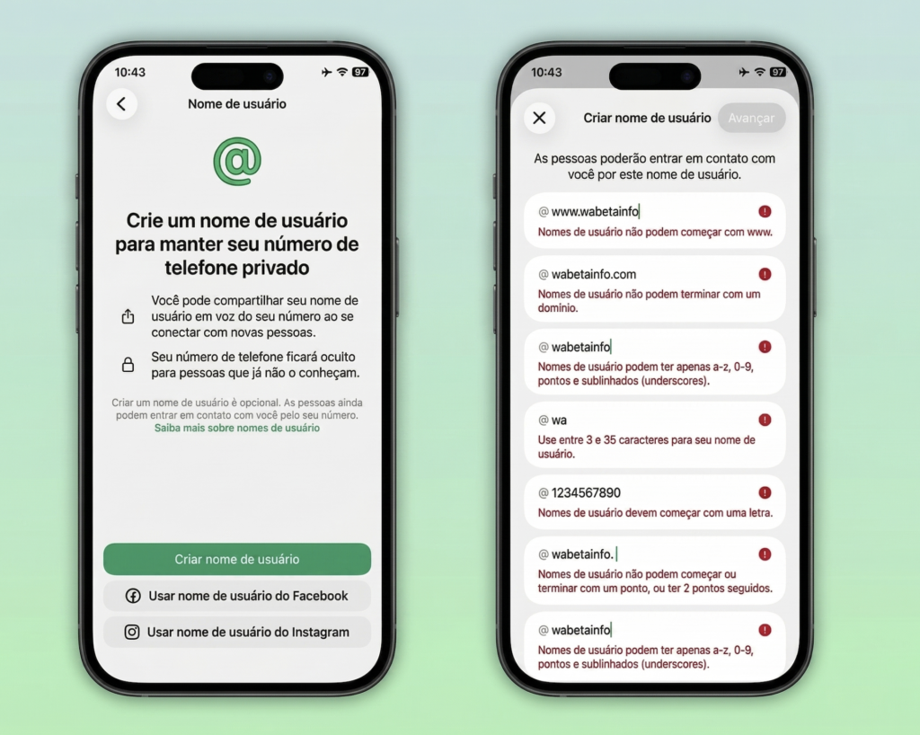 WhatsApp por UserName(@): Fim do número de telefone? 1 Captura de Tela 2026 04 13 as 10.57.13