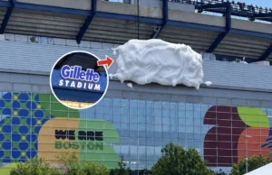 Gillette Cobre o Logo do Seu Estádio em Boston com Espuma de Barbear 50. gillette estadio espuma barbear copa
