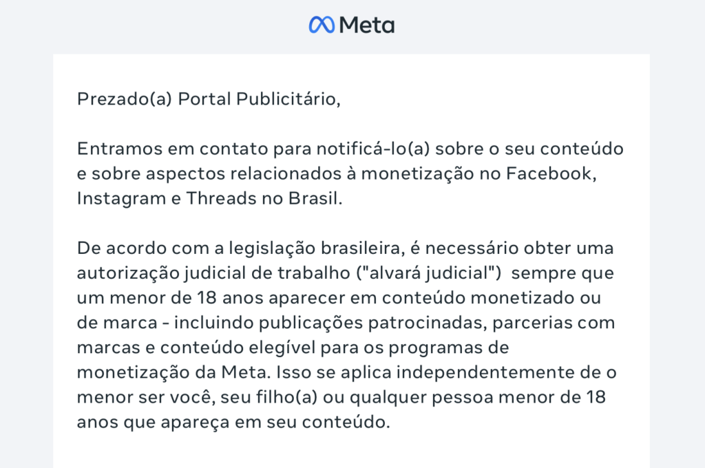 Meta agora exige alvará judicial para posts de menores de idade no Brasil 1 Captura de Tela 2026 06 10 as 13.37.27