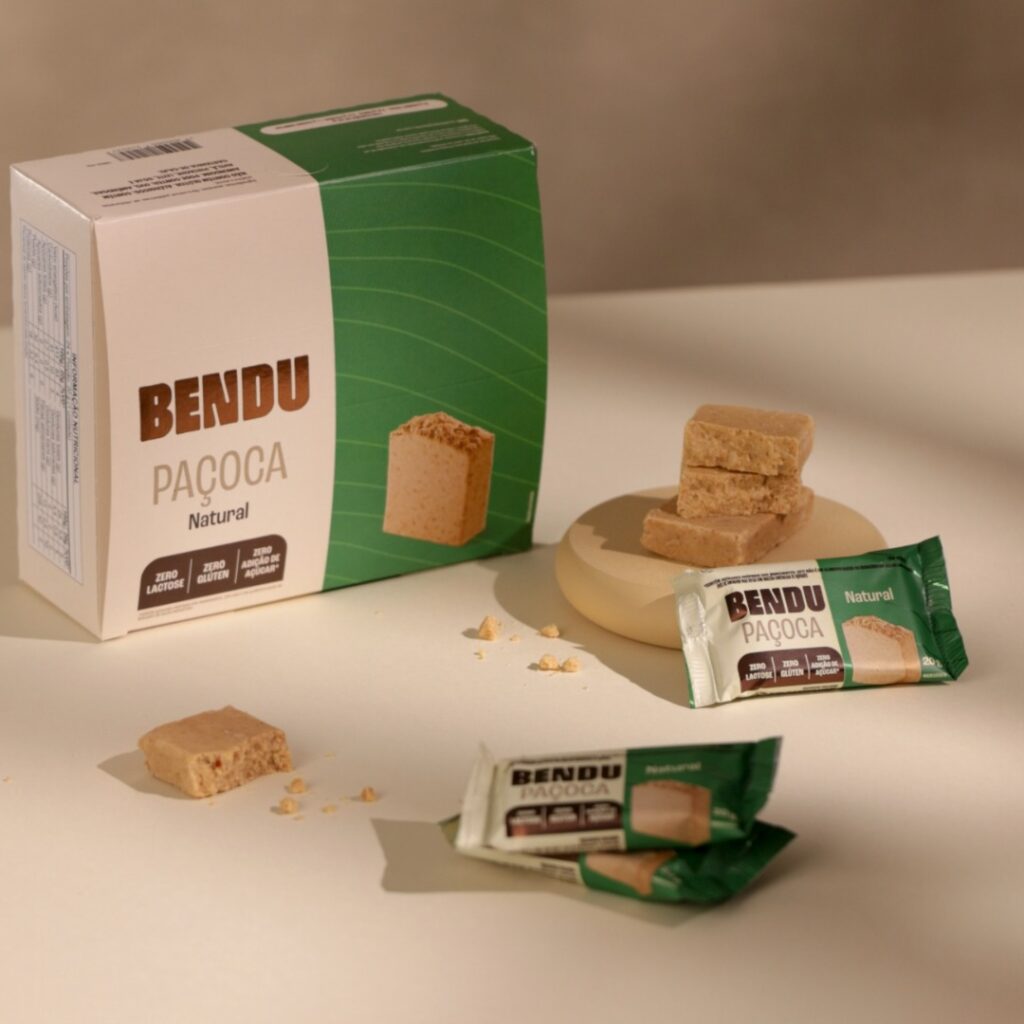 Bendu renova embalagens da linha de paçocas com visual mais moderno e reforça posicionamento no mercado de snacks saudáveis.