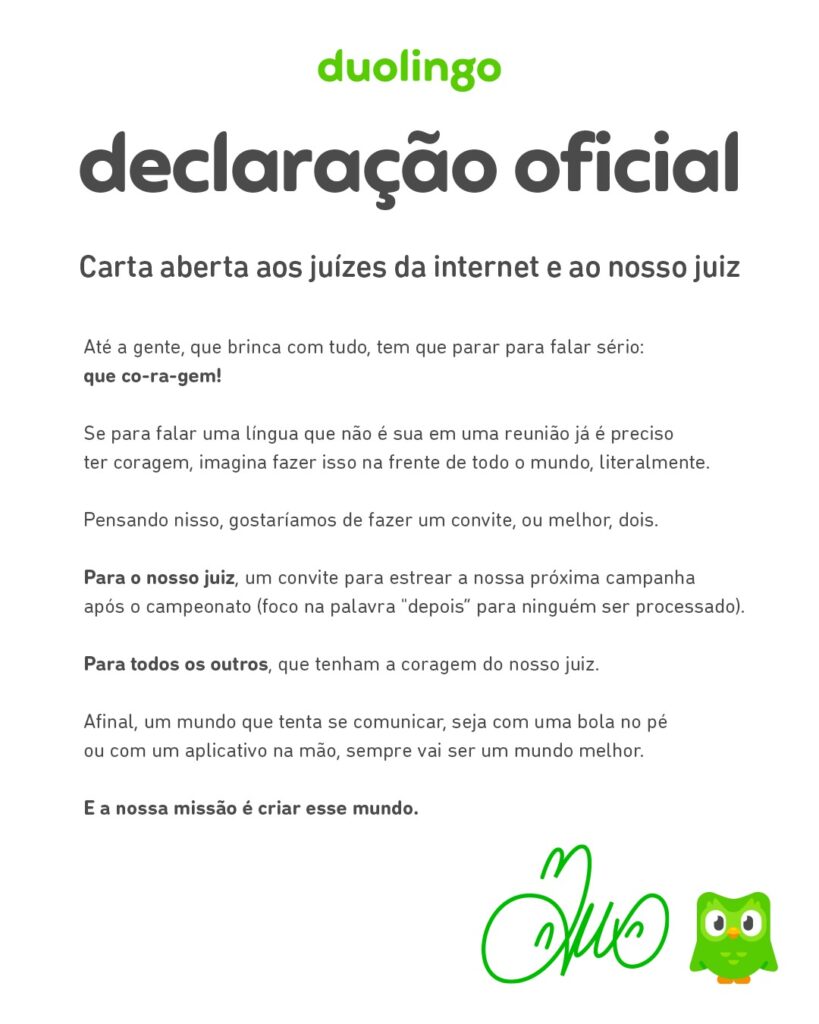 Duolingo quer o árbitro Wilton Sampaio para sua nova campanha 1 ao nosso mestre wilton pereira sampaio