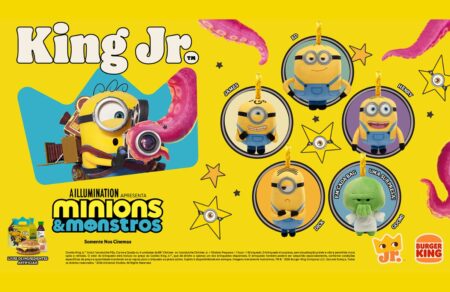 Burger King lança coleção com 5 brinquedos surpresa dos Minions no King Jr. para celebrar estreia de Minions & Monstros nos cinemas.