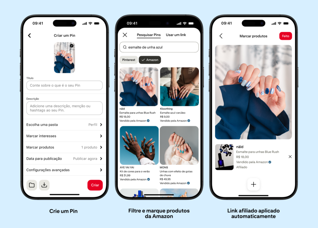 Pinterest Conecta 631 Milhões de Usuários à Amazon Storefront 2 Pinterest lança integração com Amazon Storefront e aplica links de afiliado automaticamente nos pins de criadores elegíveis.