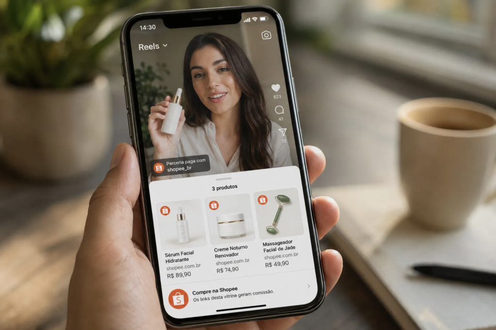 Shopee chega ao Instagram com programa de afiliados 1 Shopee e Instagram lançam programa de afiliados no Brasil, permitindo comissões para criadores que indicam produtos em Reels e Feed.