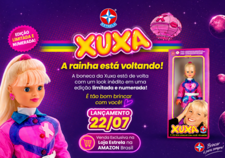 Estrela relança a Boneca da Xuxa em edição limitada com visual futurista, disponível a partir de terça-feira na Amazon.