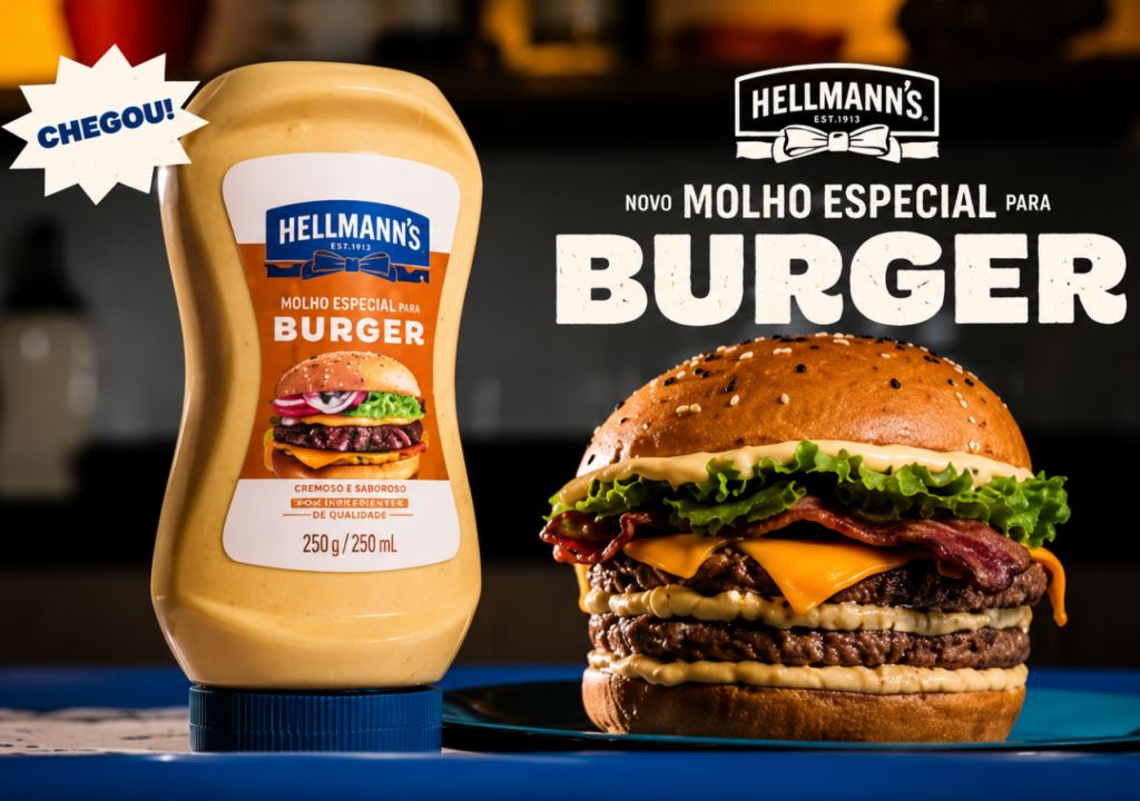 Molho para Burger da Hellmann’s chega para lanches em casa Hellmann's lança Molho para Burger com campanha de teste às cegas e aposta na expansão da categoria de molhos no Brasil.