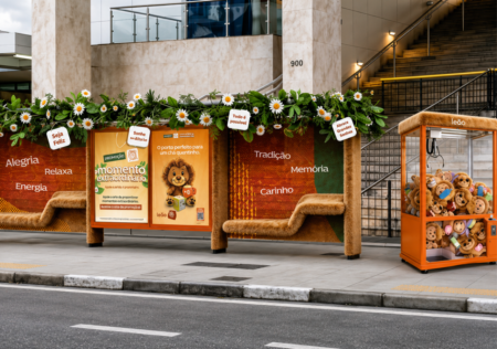 Leão leva máquina de garra com leõezinhos exclusivos à Avenida Paulista para celebrar os 125 anos da marca.