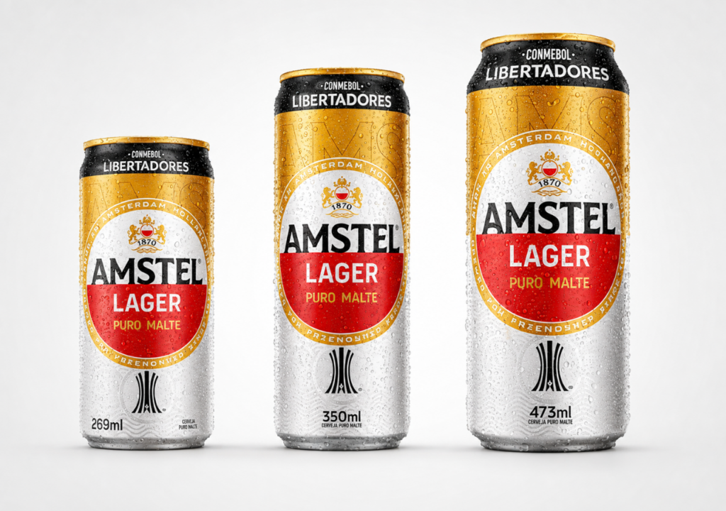 Amstel Libertadores ganha lata inspirada no troféu para celebrar 10 anos de patrocínio ao torneio.