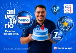 Bemol celebra 84 anos com campanha no Norte 84 anos da Bemol ganham campanha omnicanal com ofertas, bônus e ativações em lojas de quatro estados da Região Norte.