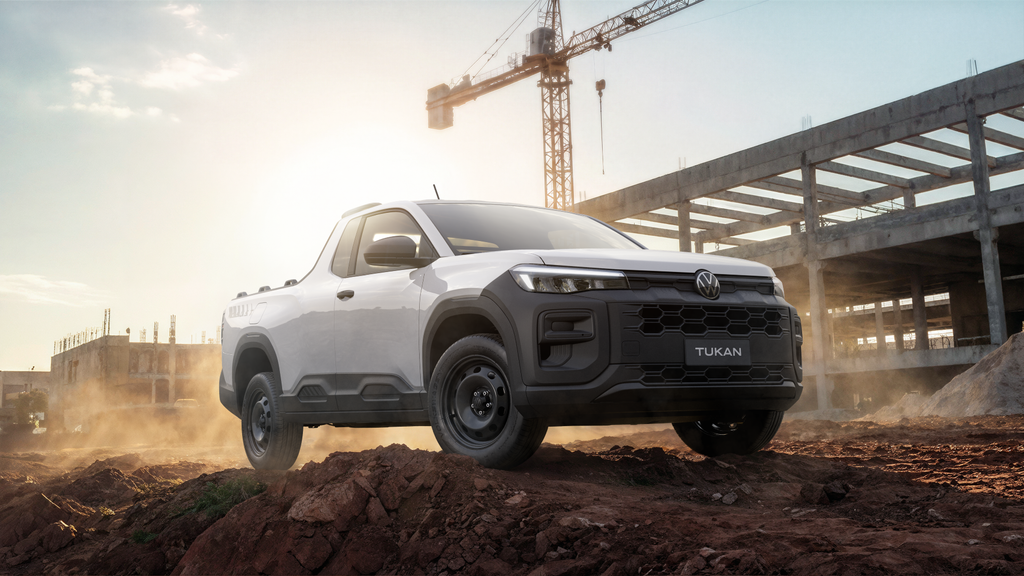 Volkswagen Tukan amplia família de picapes da marca 1 Volkswagen Tukan estreia com duas cabines, 76% de peças nacionais e produção no Paraná. Lançamento ocorrerá no primeiro semestre de 2027.