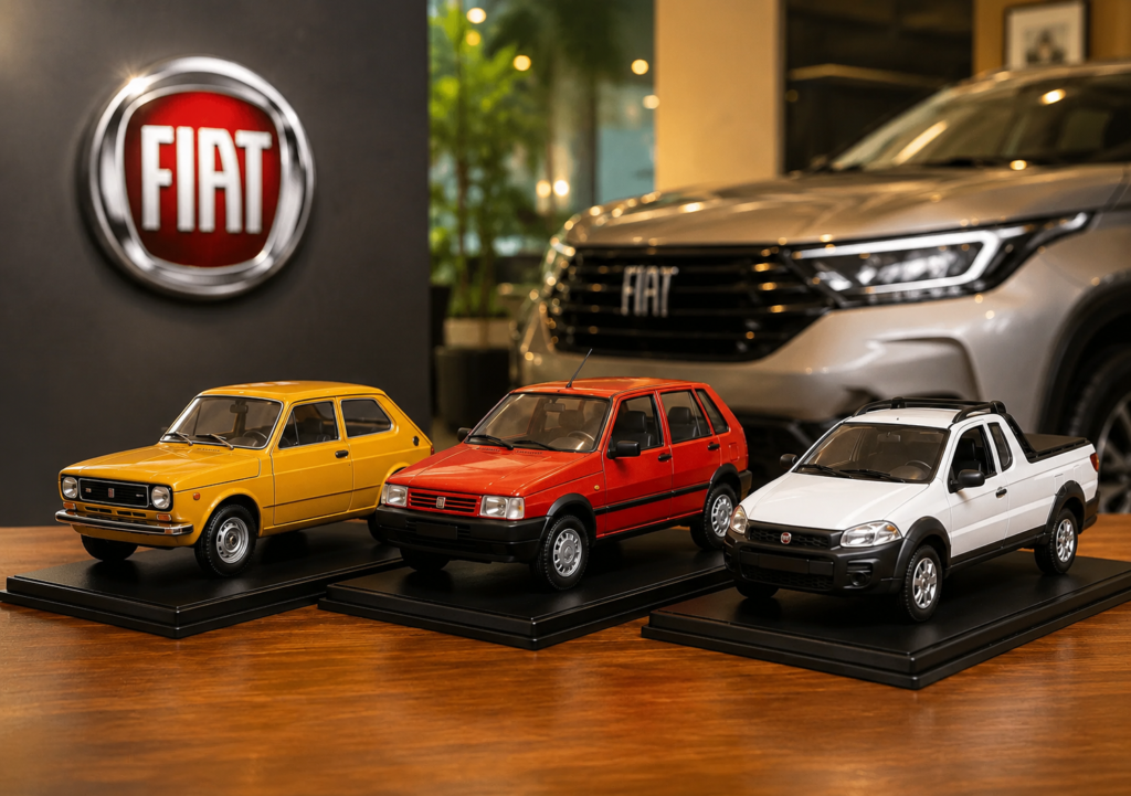 Fiat lança linha de miniaturas colecionáveis e estreia no TikTok Shop para celebrar 50 anos de história no Brasil.