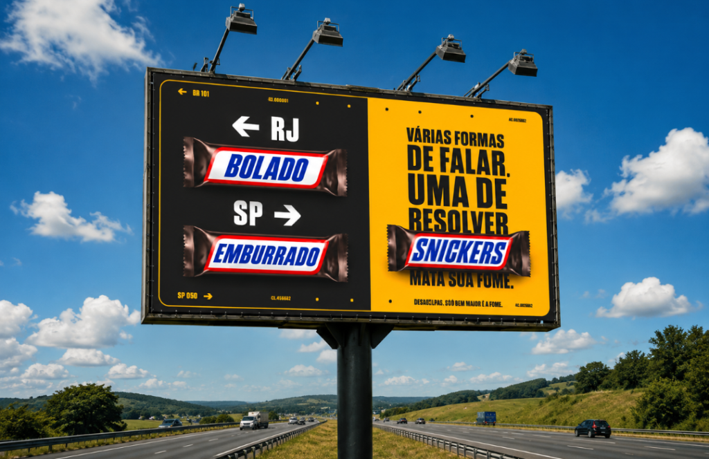 Rota dos Sintomas leva expressões regionais da fome para peças da Snickers na BR-116 e no Aeroporto Salgado Filho, com criação da DPZ.