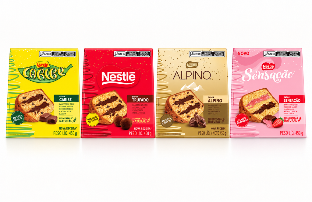 Nestlé lança Panettone Sensação com duplo recheio 1 Panettone Sensação chega com duplo recheio de chocolate e morango. Linha da Nestlé também inclui Caribe, Alpino e Classic Trufado.
