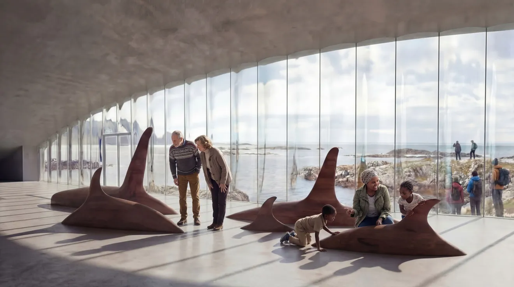 Museu The Whale abrirá no Ártico com 3.750 metros quadrados, cobertura acessível e exposições imersivas sobre baleias.