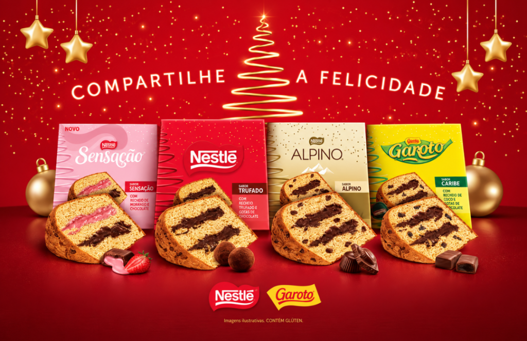 Nestlé lança Panettone Sensação com duplo recheio Panettone Sensação chega com duplo recheio de chocolate e morango. Linha da Nestlé também inclui Caribe, Alpino e Classic Trufado.