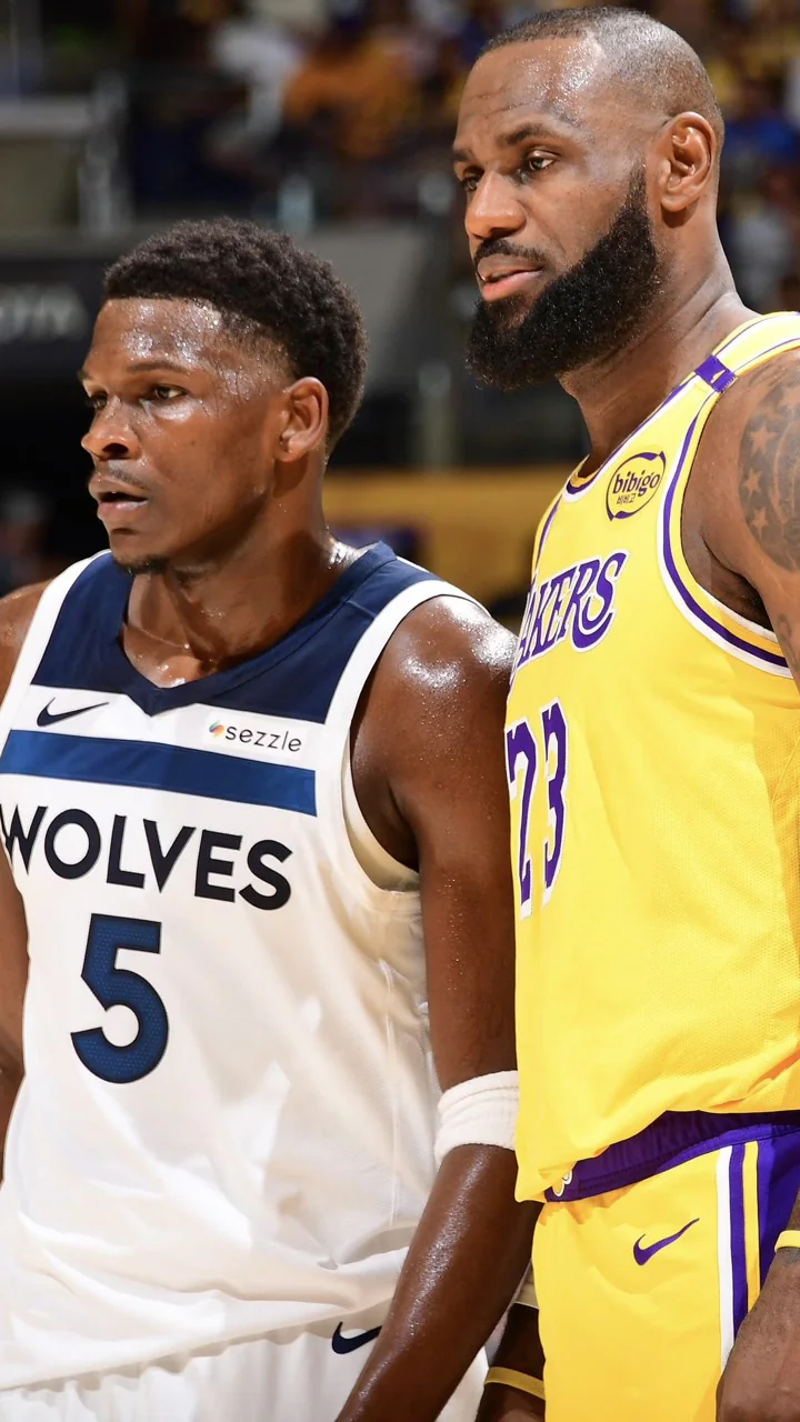 Anthony Edwards, do Minnesota Timberwolves, ao lado de LeBron James, dos Lakers, no centro da rivalidade citada no comercial do adidas AE 3