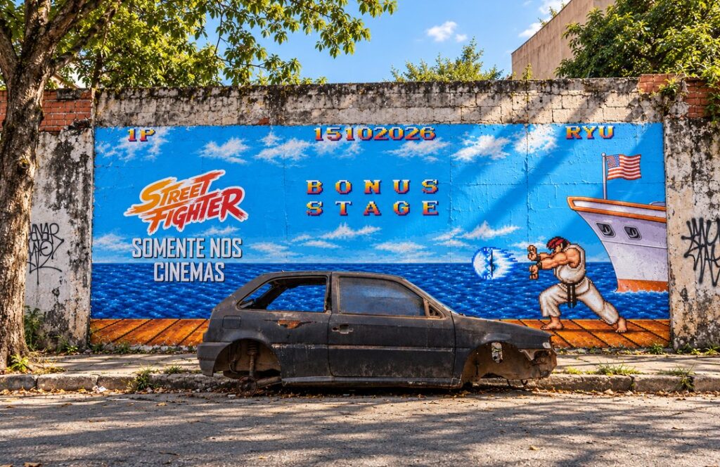 Street Fighter: carros abandonados viram anúncio do filme Street Fighter: carros abandonados viram anúncio do filme