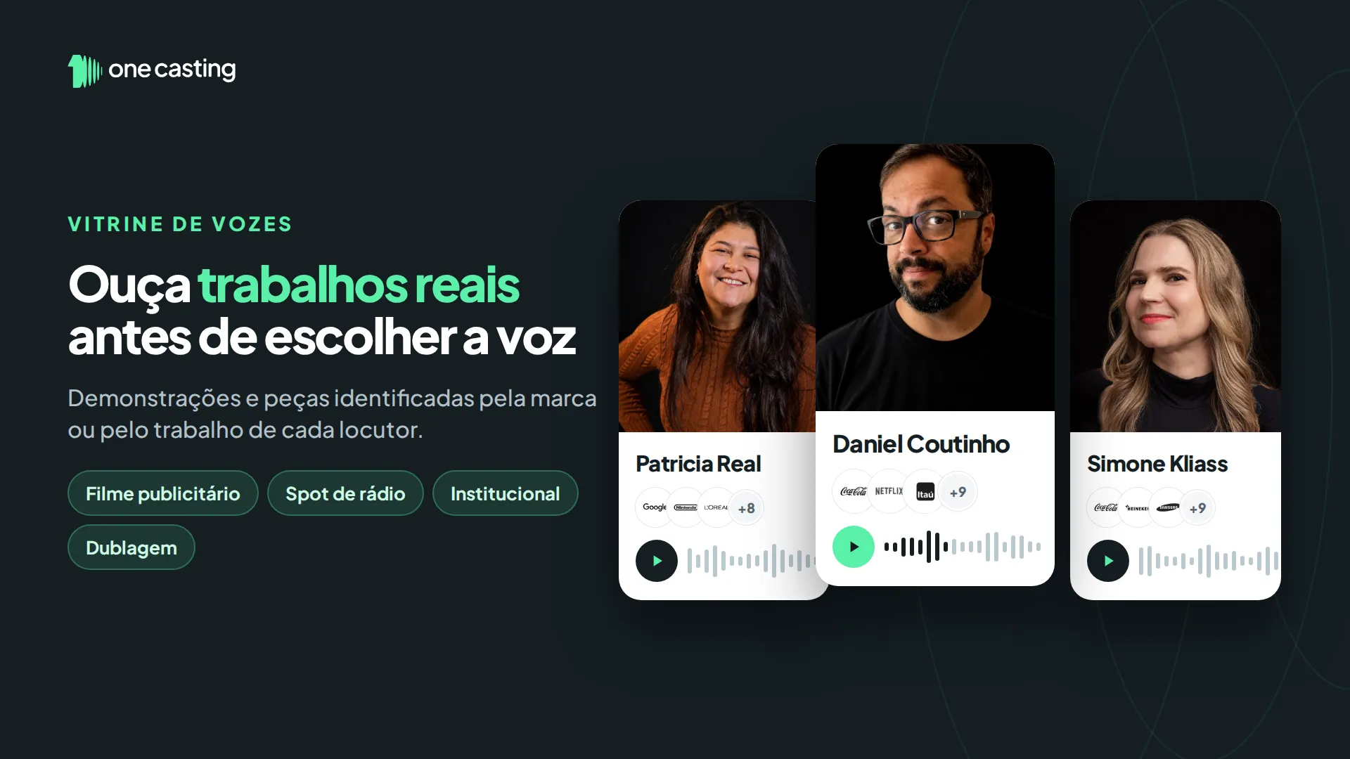 OneCasting: A plataforma com locutores de grandes marcas 1 imagem1 vitrine