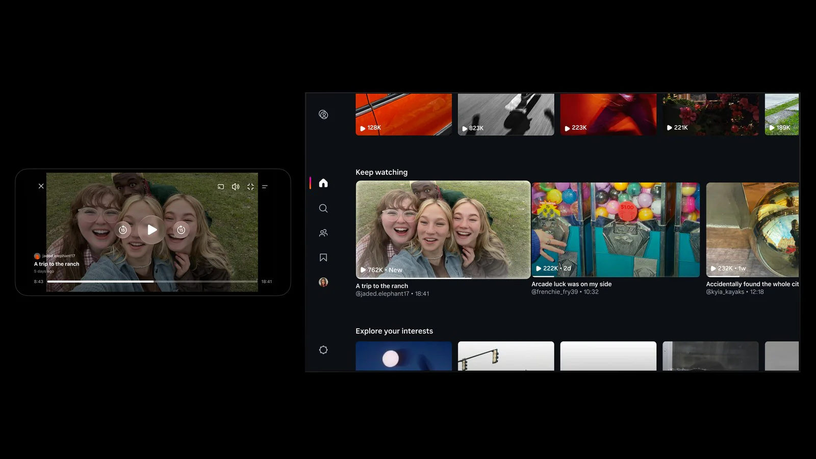 Instagram agora vai focar em vídeos longos e formato horizontal 3 Instagram vídeos longos: Features no celular e na TV (imagem oficial Meta)
