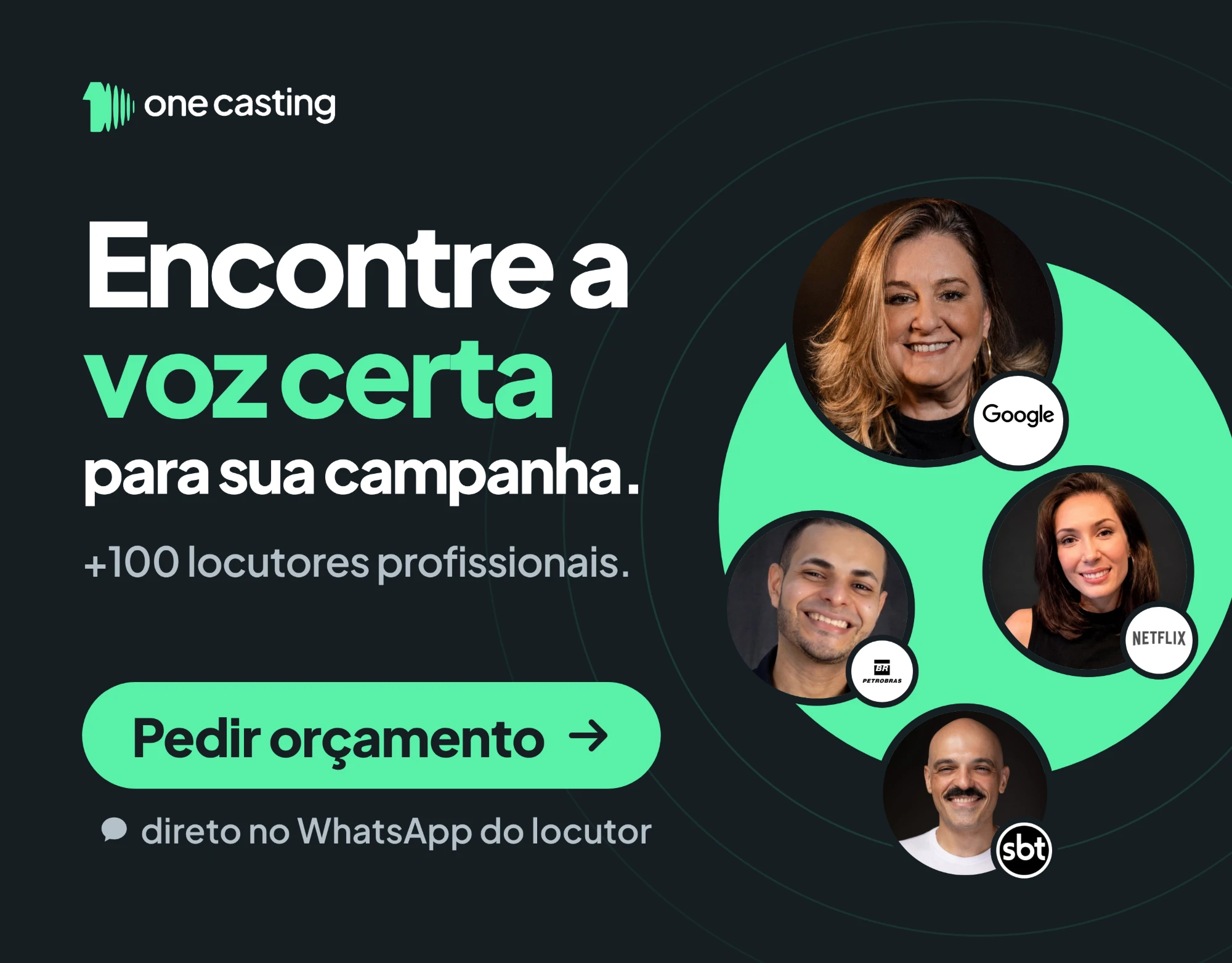 OneCasting: encontre a voz certa para sua campanha, mais de 100 locutores profissionais
