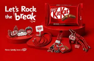 Brindes KitKat terão customização, fila virtual e máquina de garras em estande de três andares diante do Palco Mundo no Rock in Rio.