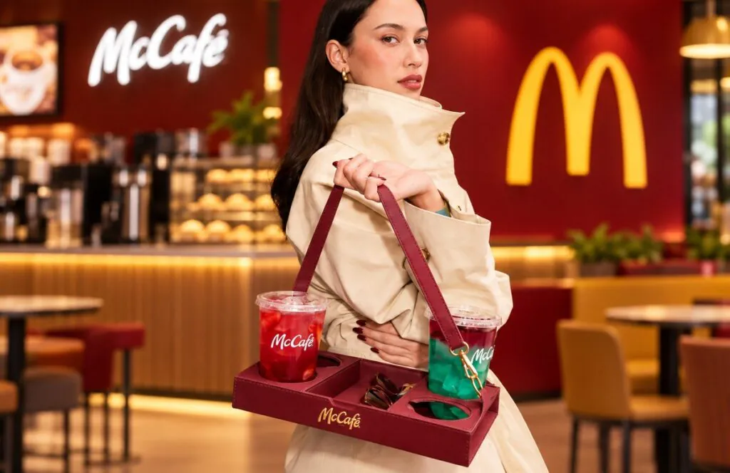 McCafé transforma bandeja de copos em bolsa McCafé transforma bandeja de copos em bolsa